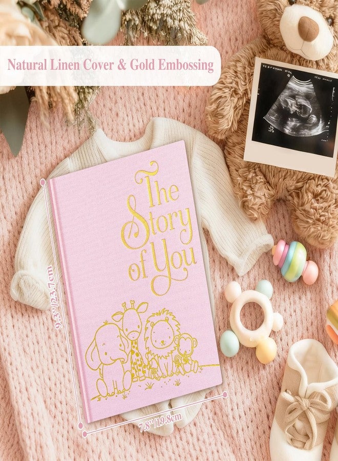 Lanpn Baby Memory Book for Boy Girl - The Story of You, Newborn Babys Book Keepsake Photo Album for New Parents, Linen Cover Baby First 5 Year Milestone Scrapbook Journal (Pink, 154 Pages) - Image 2
